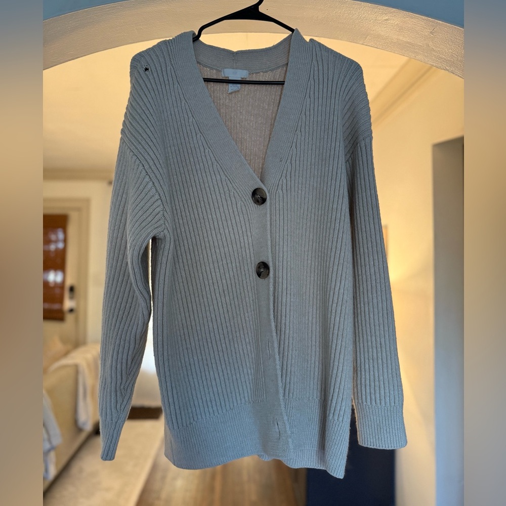 H&M Gray Ribbed Cardigan